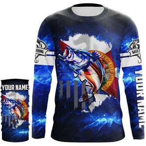 Florida Bass Fishing US blue galaxy shirts for men Custom Performance Long Sleeve fishing shirts NQS3128