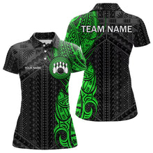 Load image into Gallery viewer, Black and Green Tribal pattern Womens Bowling Shirts Custom Bowling outfit ladies Team bowling jerseys NQS9739