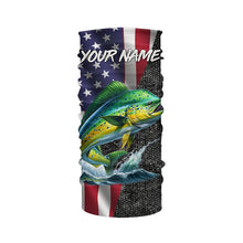 Load image into Gallery viewer, American Flag Mahi Mahi Fishing Custom long sleeve performance Fishing Shirt, Dorado Fishing jersey NQS7885