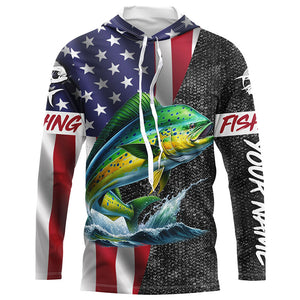 American Flag Mahi Mahi Fishing Custom long sleeve performance Fishing Shirt, Dorado Fishing jersey NQS7885