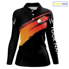 Load image into Gallery viewer, Black and Orange gradient flame golf ball Women golf polo shirts custom ladies golf clothes NQS10168