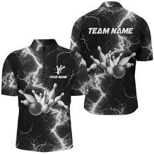Load image into Gallery viewer, Mens bowling shirts Custom black and white lightning thunder Bowling Team Jersey, gift for team Bowler NQS8534