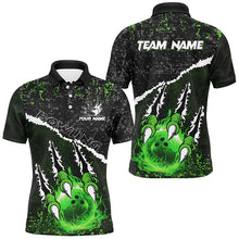 Load image into Gallery viewer, Green Flame Bowling Ball Black Camo Bowling shirts for Men custom Team bowling League jerseys NQS9004