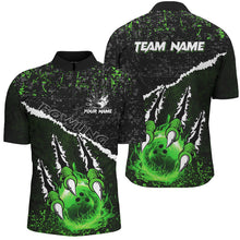 Load image into Gallery viewer, Green Flame Bowling Ball Black Camo Bowling shirts for Men custom Team bowling League jerseys NQS9004