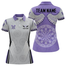 Load image into Gallery viewer, Dart Board Wings Camo Custom Team Dart Polo, Quarter Zip Shirt For Women, Ladies dart jersey | Purple NQS9253