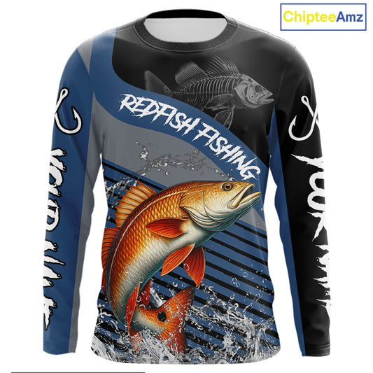 Redfish fishing Custom UV protection fishing long sleeve shirt, Redfish Fishing jerseys | Blue NQS11310