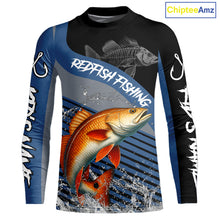 Load image into Gallery viewer, Redfish fishing Custom UV protection fishing long sleeve shirt, Redfish Fishing jerseys | Blue NQS11310