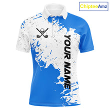 Load image into Gallery viewer, Blue and White matching golf polo shirts for couples Custom team golf outfit, couple golf attire NQS11316