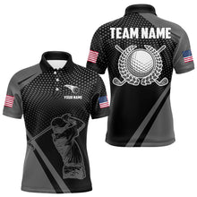 Load image into Gallery viewer, Golf Polo Shirts For Men Custom Team Name golf tops for mens, unique golf gifts | Black NQS9748