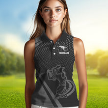 Load image into Gallery viewer, Womens golf shirts sleeveless Custom Team Name golf tops for ladies, unique golf gifts | Black NQS9748