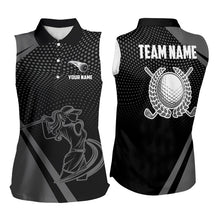 Load image into Gallery viewer, Womens golf shirts sleeveless Custom Team Name golf tops for ladies, unique golf gifts | Black NQS9748
