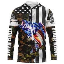 Load image into Gallery viewer, Bass Fishing 3D American Flag Patriot camo Customize name Long Sleeve UV Protection Fishing Shirts NQS1761