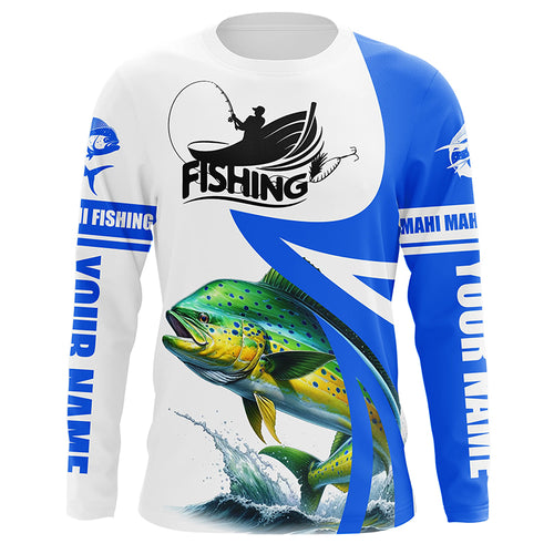 Mahi mahi fishing Custom sun protection long sleeve fishing shirts, Dorado fishing jerseys | Blue NQS5320