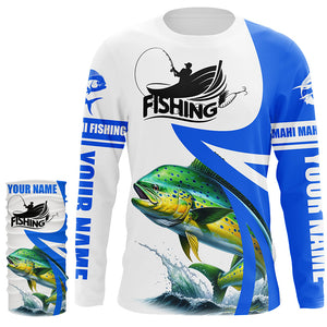 Mahi mahi fishing Custom sun protection long sleeve fishing shirts, Dorado fishing jerseys | Blue NQS5320