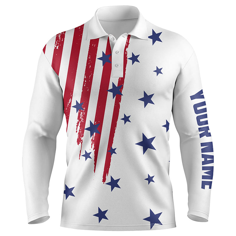 Personalized white golf polos shirts for men American flag 4th July custom patriot best men golf wears NQS5556