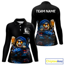 Load image into Gallery viewer, Funny American Flag Golf ball Womens golf polo shirts custom golf and beer golf apparel for ladies NQS10009
