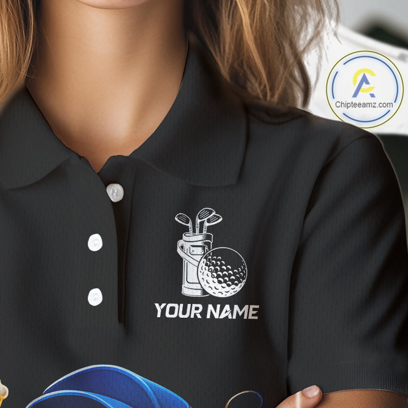Funny American Flag Golf ball Womens golf polo shirts custom golf and beer golf apparel for ladies NQS10009