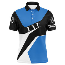 Load image into Gallery viewer, Blue, white and black Mens golf polo shirts custom golf sport team polo shirts, best mens golf wear NQS6209