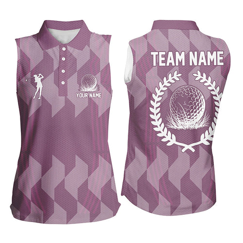 Women sleeveless polo shirt custom purple camo golf tops for ladies, golf gifts for team NQS8334