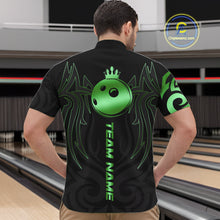 Load image into Gallery viewer, Black and Green crown Bowling ball Polo, Quarter Zip Shirts for Men Custom Bowling Team jerseys NQS10731