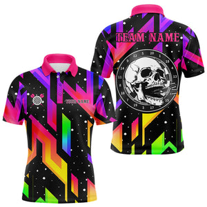 Colorful Black Skull Darts Board Dart Polo, Quarter Zip Shirts For Men Custom Team Dart Jerseys NQS9020