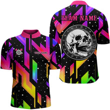 Load image into Gallery viewer, Colorful Black Skull Darts Board Dart Polo, Quarter Zip Shirts For Men Custom Team Dart Jerseys NQS9020