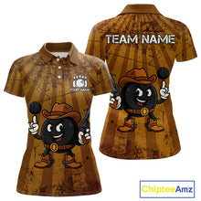 Load image into Gallery viewer, Funny Bowling Cowboy vintage retro Bowling Shirt for Women Custom Team ladies bowling outfits | Brown NQS11128