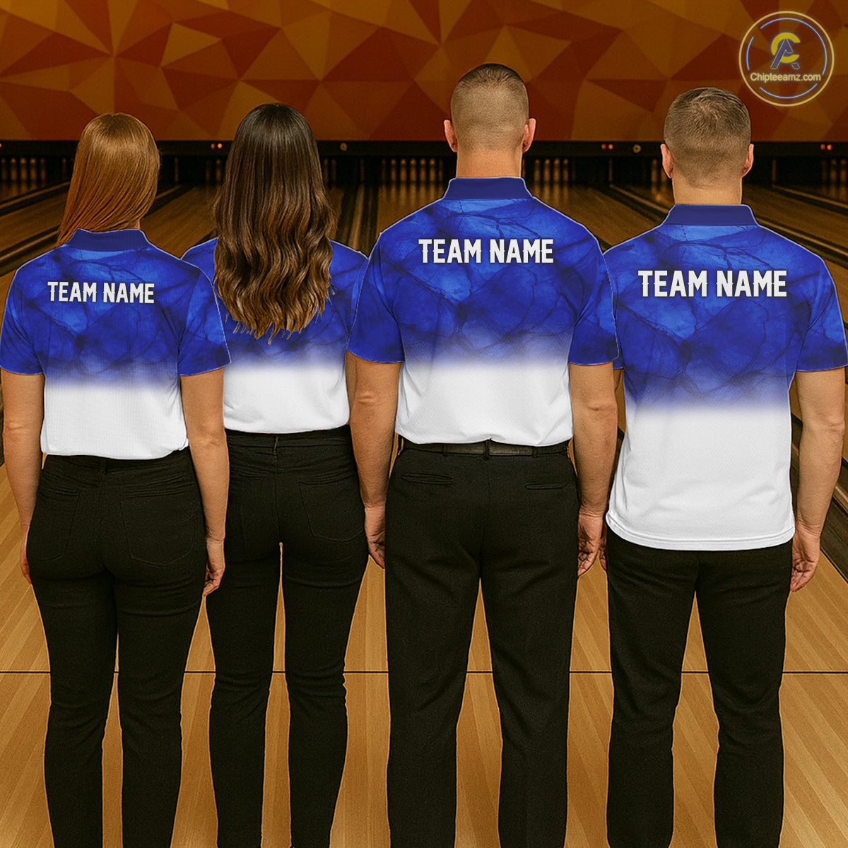 Blue and White Bowling Polo, Quarter Zip Shirt For Men Custom Team Bowling jerseys NQS11321