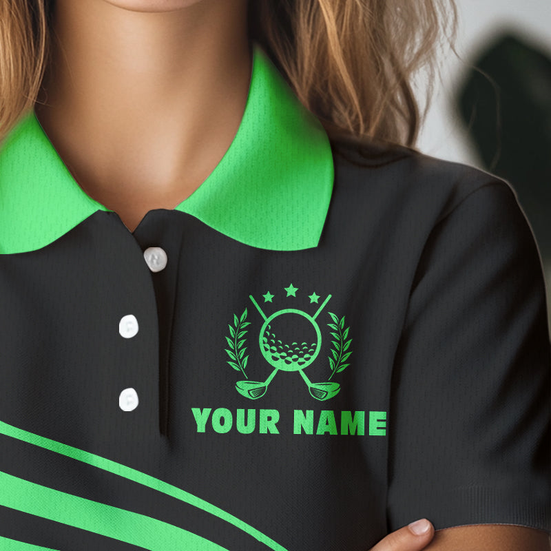 Personalized polo golf shirts for women custom black and green Womens golf shirts team golf jersey NQS9431