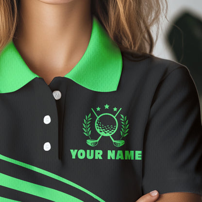 Personalized polo golf shirts for women custom black and green Womens golf shirts team golf jersey NQS9431