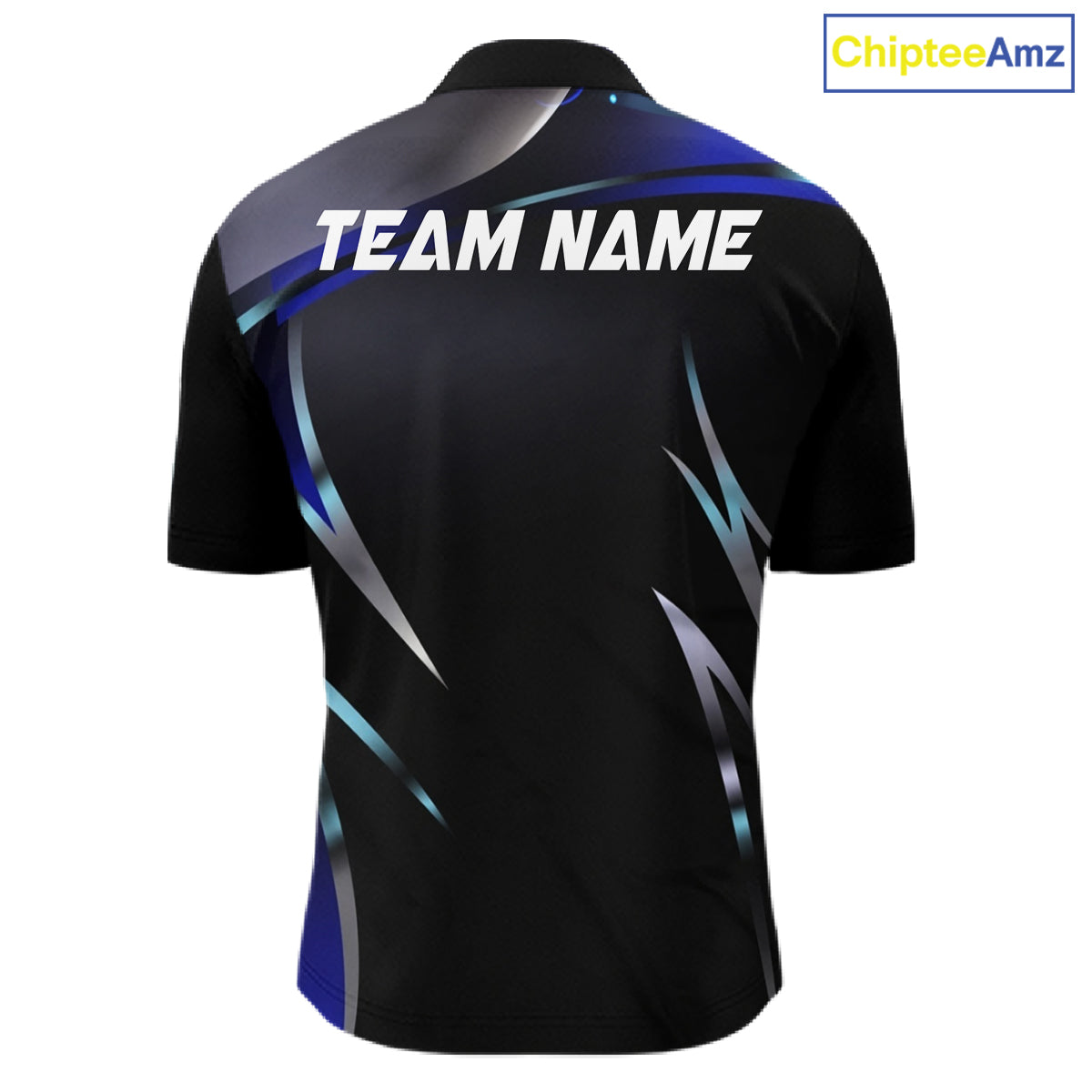 Black and blue Bowling Polo, Quarter Zip Shirts for Men Custom Team bowling shirts with flames NQS11531