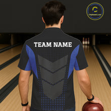 Load image into Gallery viewer, Navy blue and Black Bowling Hawaiian Shirt Custom Team bowling button up jerseys NQS11532