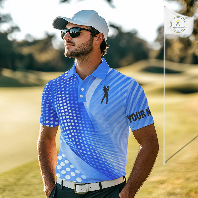 Blue Mens golf polo shirts custom team golf tops for men, personalized golf gifts NQS11533