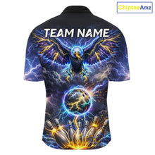 Load image into Gallery viewer, Custom Blue Lightning Thunder Eagle Bowling team shirts For Men, cool Bowling jersey gift for bowlers NQS11537