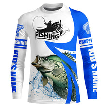 Load image into Gallery viewer, Crappie fishing Custom Name sun protection long sleeve fishing shirts, Crappie fishing jerseys | Blue NQS5032