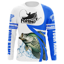 Load image into Gallery viewer, Crappie fishing Custom Name sun protection long sleeve fishing shirts, Crappie fishing jerseys | Blue NQS5032