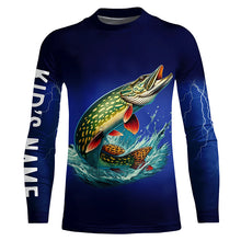 Load image into Gallery viewer, Northern Pike Fishing blue lightning 3D All Over printed fishing shirts Customized Fishing apparel NQS318