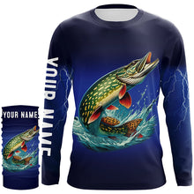 Load image into Gallery viewer, Northern Pike Fishing blue lightning 3D All Over printed fishing shirts Customized Fishing apparel NQS318