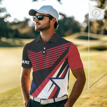 Load image into Gallery viewer, American Flag Golf polo shirts For Mens custom patriotic golf top for men, golfing gifts | Black NQS10016