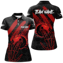 Load image into Gallery viewer, Black and Red Flame Camo bowling Polo, Quarter Zip shirts for women custom reaper bowling team jerseys NQS7914