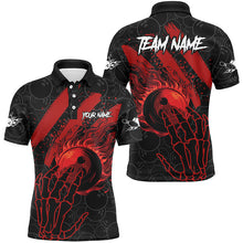 Load image into Gallery viewer, Black and Red Flame Camo bowling Polo, Quarter Zip shirts for men custom reaper bowling team jerseys NQS7914