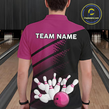 Load image into Gallery viewer, Black and Pink Bowling Polo, Quarter Zip shirts for Men Custom name bowling team league jerseys NQS10177