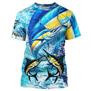 Marlin fishing scales blue sea water camo Custom UV protection performance long sleeve fishing shirts NQS8122