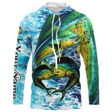 Load image into Gallery viewer, Mahi mahi fishing blue sea water camo Custom UV protection performance long sleeve fishing shirts NQS8123