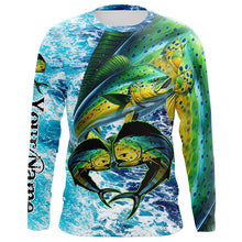 Load image into Gallery viewer, Mahi mahi fishing blue sea water camo Custom UV protection performance long sleeve fishing shirts NQS8123