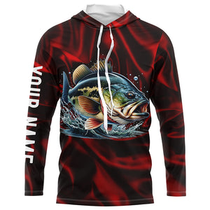 Bass Fishing red lighting Customized name performance Long Sleeve Fishing Shirts NQS2413