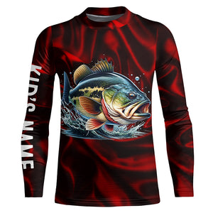 Bass Fishing red lighting Customized name performance Long Sleeve Fishing Shirts NQS2413