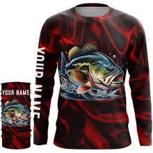 Load image into Gallery viewer, Bass Fishing red lighting Customized name performance Long Sleeve Fishing Shirts NQS2413