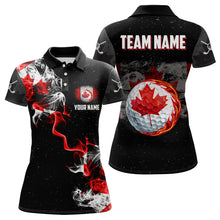 Load image into Gallery viewer, Smoke Canadian Flag Black grunge Womens golf polo Shirts Custom patriotic golf shirts for women NQS9033