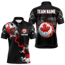 Load image into Gallery viewer, Smoke Canadian Flag Black grunge Men Golf Polo Shirts Custom patriotic golf shirts for men NQS9033